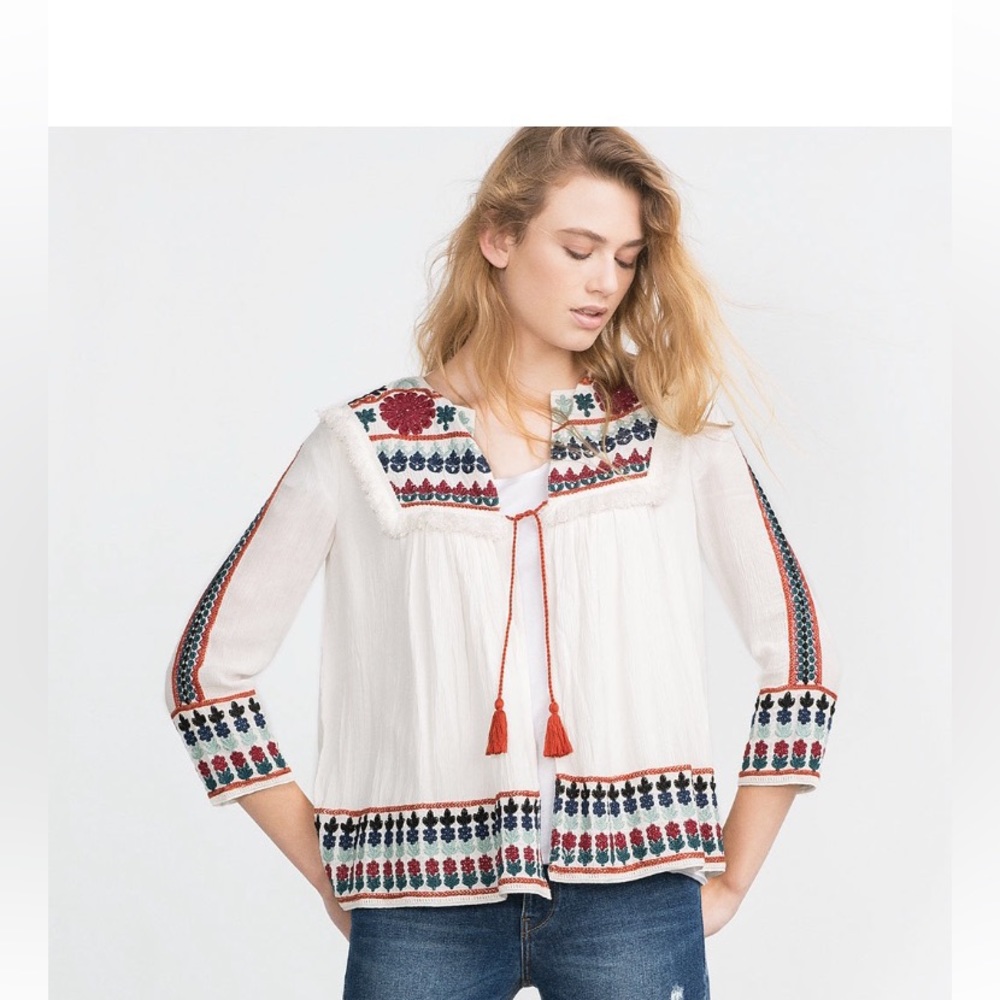 Zara size small embroidered boho jacket